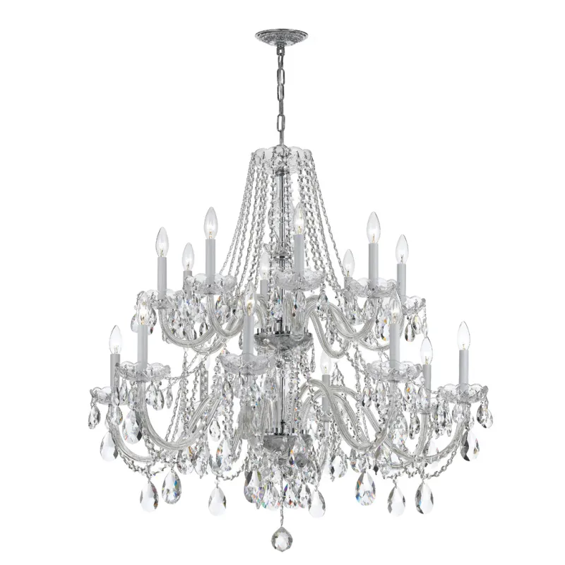 Traditional Crystal Collection 16-Light Chandelier Polished Chrome