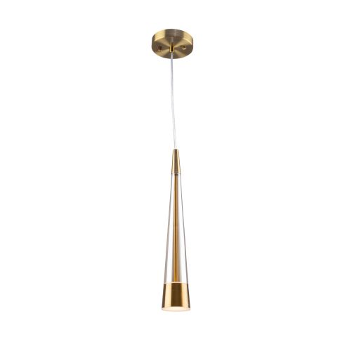 Sunnyvale LED Pendant Brushed Brass with Tea Stained Glass