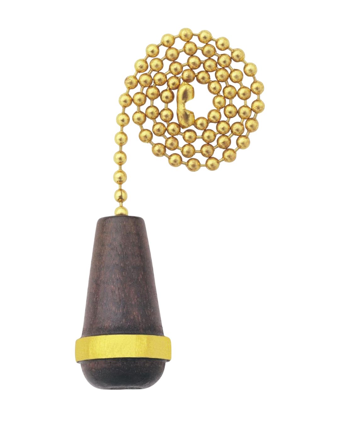 Walnut Wooden Pull Chain Polished Brass