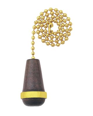 Walnut Wooden Pull Chain Polished Brass Walnut Wooden Pull Chain Polished Brass