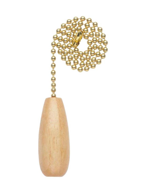 Wooden Pull Chain Polished Brass