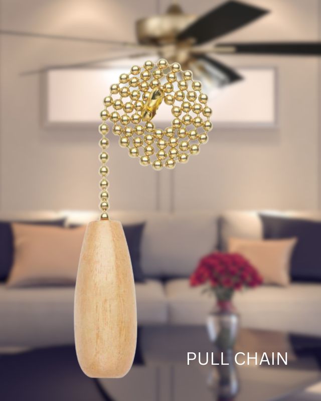 Wooden Pull Chain Polished Brass