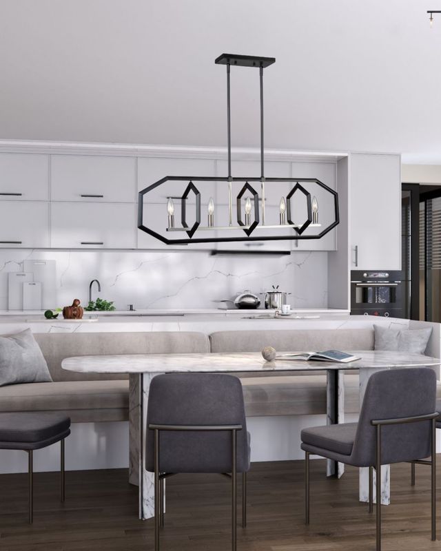 Preston 5-Light Island Light Semi Matte Black & Brushed Nickel
