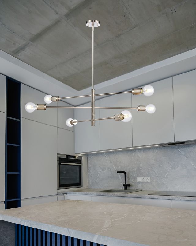 Module 6-Light Chandelier Satin Nickel