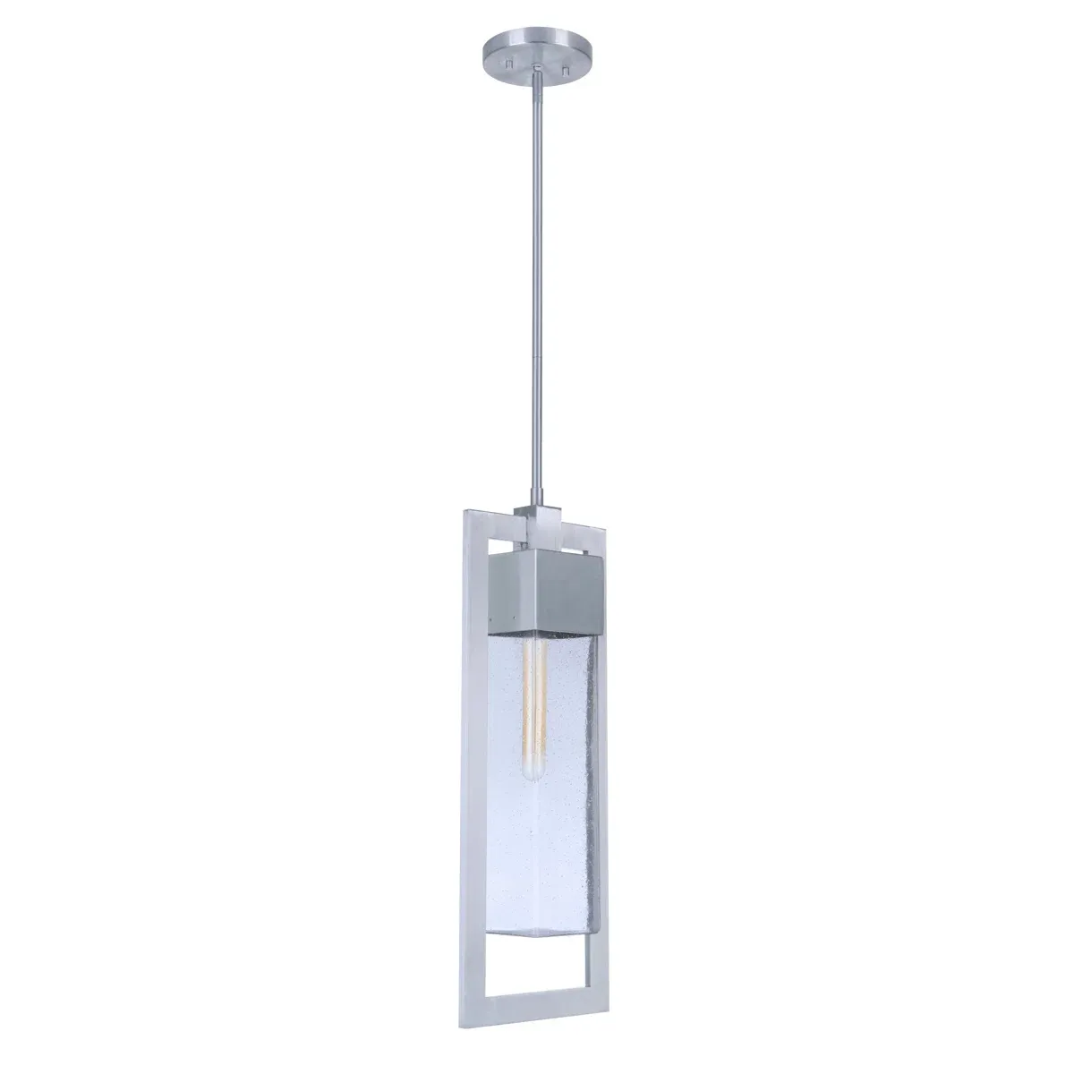 Perimeter 1-Light Outdoor Pendant in Satin Aluminum
