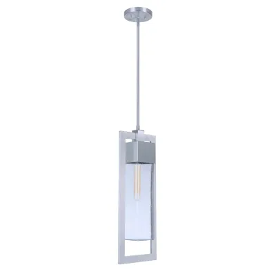 Perimeter 1-Light Outdoor Pendant in Satin Aluminum