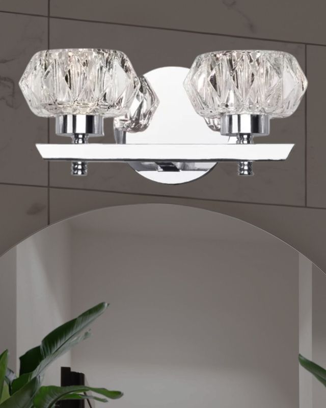 Glam Modern Basin 2-Light LED Vanity Chrome