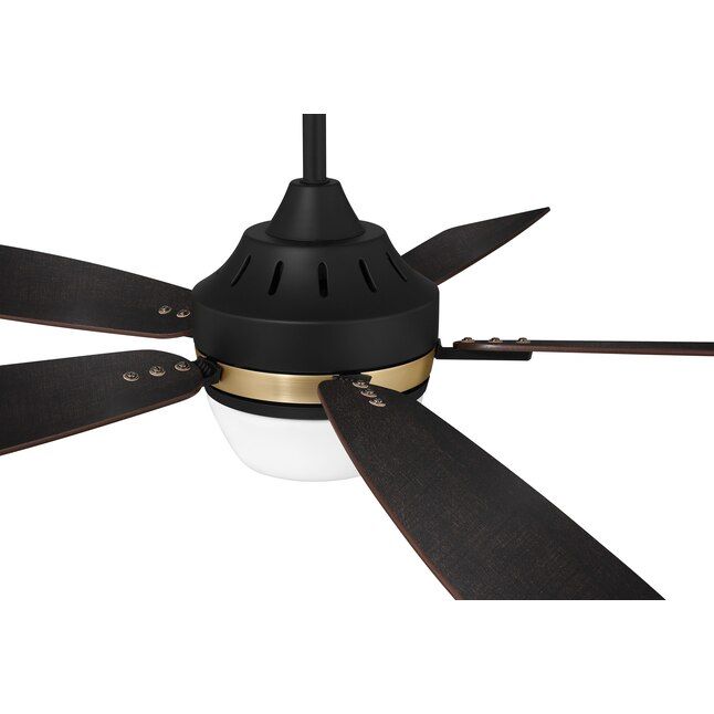 Fresco 52" LED Ceiling Fan Flat Black and Satin Brass with Black Walnut/Grey Walnut Blades