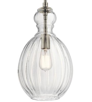 Riviera 1-Light Pendant Brushed Nickel/Clear Fluted Glass