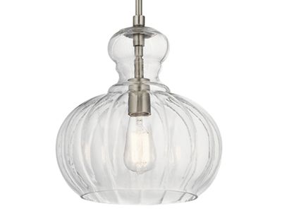 Riviera 1-Light Pendant Brushed Nickel with Clear Fluted Glass