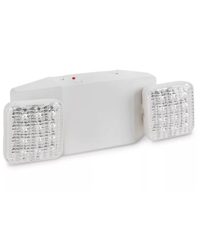 Compact Adjustable Dual Head LED Emergency Light White 120-277V