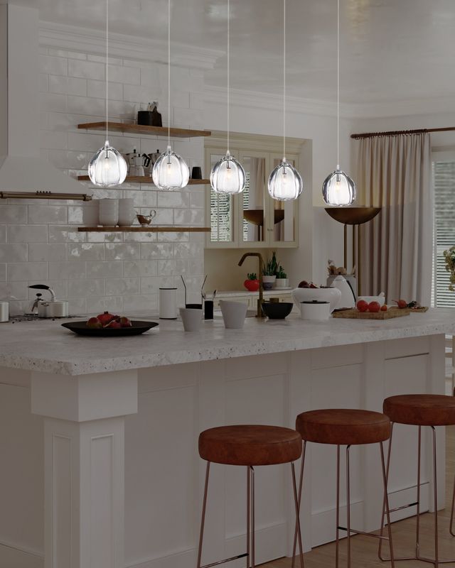 Lucido 32"  Linear 5-Light Chandelier Cast Glass/Chrome