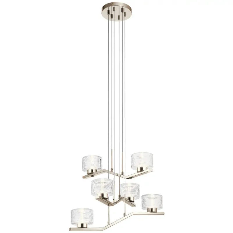 Modern Style Lasus Multi Tier 6-Light LED Chandelier Polished Nickel