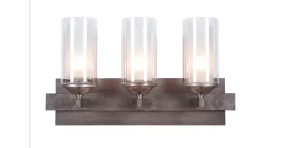 Rustic Modern 3 Light Wall Indoor Sconce Nat/ Vintage Iron