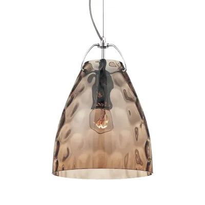 Amero 1-Light Small Pendant Chrome with Amber Blown Glass