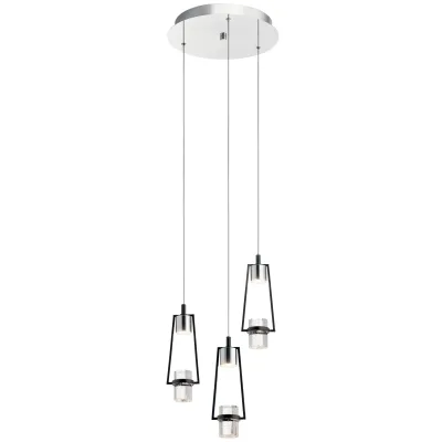 Ayse 3-Light Chrome W/Matte Black Modern/Contemporary Seeded Glass Cylinder LED Hanging Pendant Light Ayse 3-Light Chrome W/Matte Black Modern/Contemporary Seeded Glass Cylinder LED Hanging Pendant Light