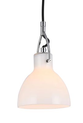 Modern 1-Light Accent Pendant Chrome, White Glass