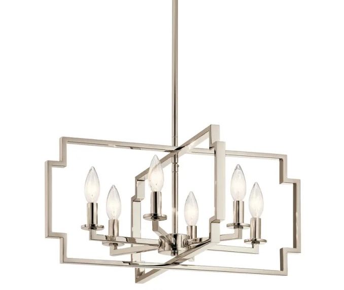 Downtown Deco Geometric 6 Light  22" Wide Chandelier Polished Nickel