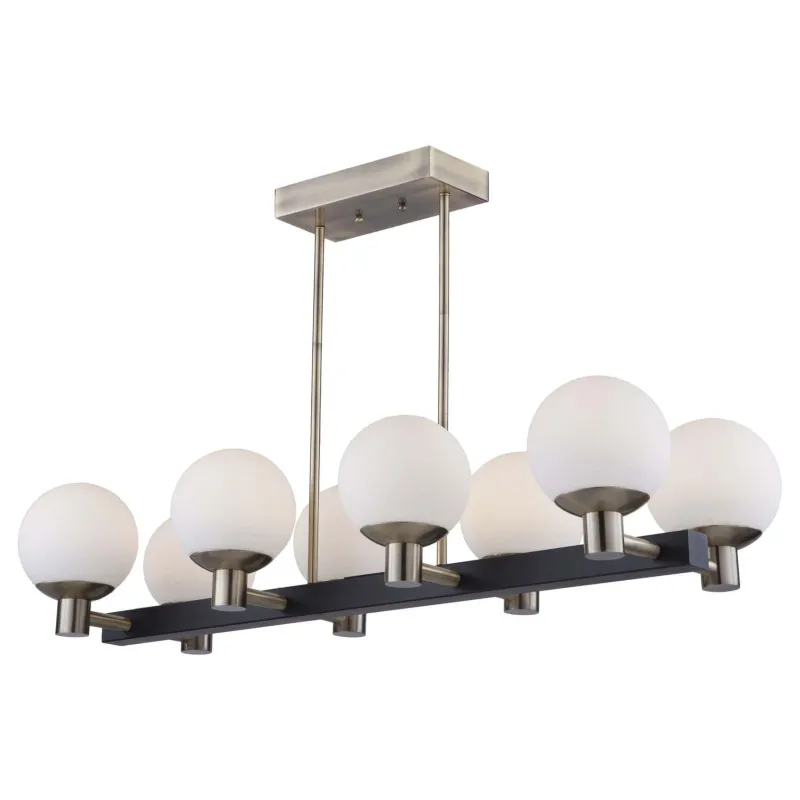Tilbury Mid Century Modern Linear Chandelier Matte Black and Vintage Brass