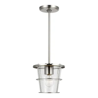 Modern 8" Tex 1-Light Pendant with Clear Glass Shades/Chrome Finish