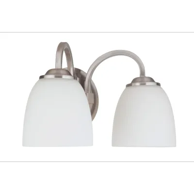 Serene 2-Light Bathroom Vanity Polished Nickel with Frosted Glass Shades