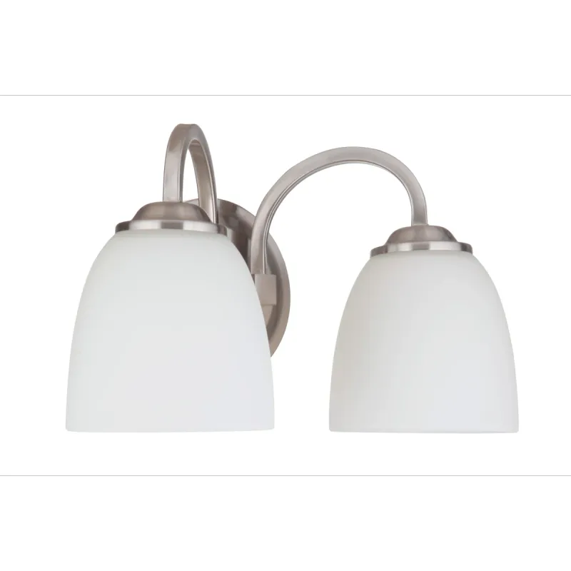 Serene 2-Light Bathroom Vanity Polished Nickel with Frosted Glass Shades