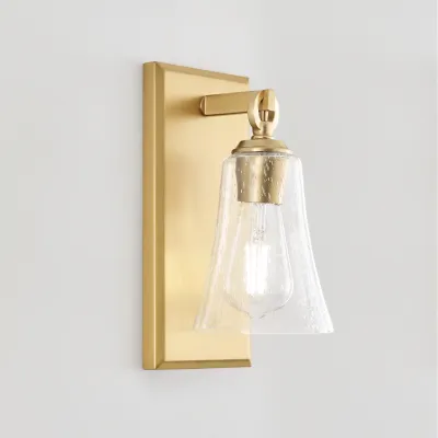 Designer Collection Monterro 1-Light Wall Chrome with Burnished Brass/Clear Seeded Glass
