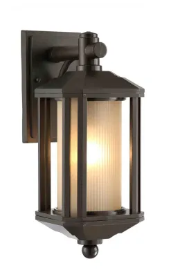 Farmhouse Rustic Outdoor Wall Light, Oil Rubbed Bronze, Frosted Glass