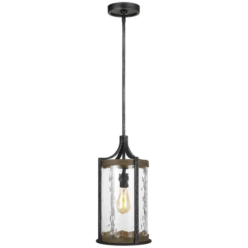 Studio Collection Angelo 1-Light Pendant Modern Distressed Weathered Oak with Slate Grey Metal