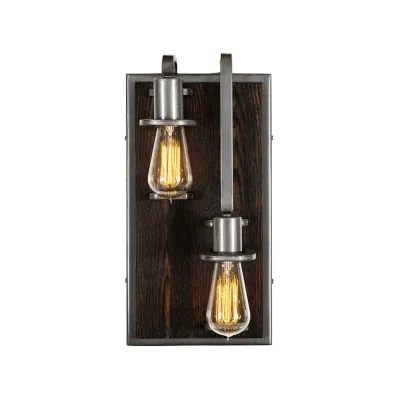 Modern Industrial/Farmhouse Lofty 2-Light Wall Light Right in Steel and Zebrawood Modern Industrial/Farmhouse Lofty 2-Light Wall Light Right in Steel and Zebrawood