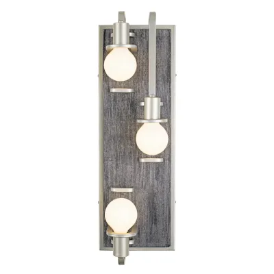 Modern Industrial/Farmhouse Lofty 3-Light 25" Wall Sconce Steel with Grey Wood Modern Industrial/Farmhouse Lofty 3-Light 25" Wall Sconce Steel with Grey Wood