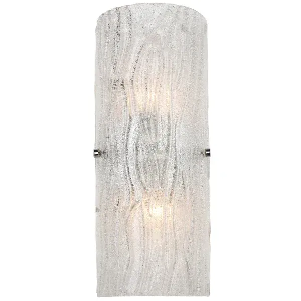 Brilliance 2 Light Handmade Cool Swirl Ice Glass Chrome Sconce Brilliance 2 Light Handmade Cool Swirl Ice Glass Chrome Sconce