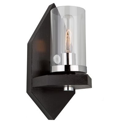 Rustic Modern Canyon Creek 1 Light Wall Sconce Dark Wood and Chrome