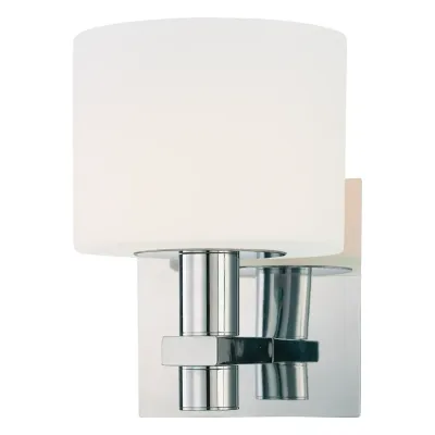 Stem 1-Light Bath/Wall Sconce Chrome with Etched Opal Glass Shade Stem 1-Light Bath/Wall Sconce Chrome with Etched Opal Glass Shade