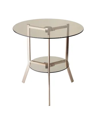 Sleek Modern Gibson End Table Tinted Glass/Copper Coated Metal Finish