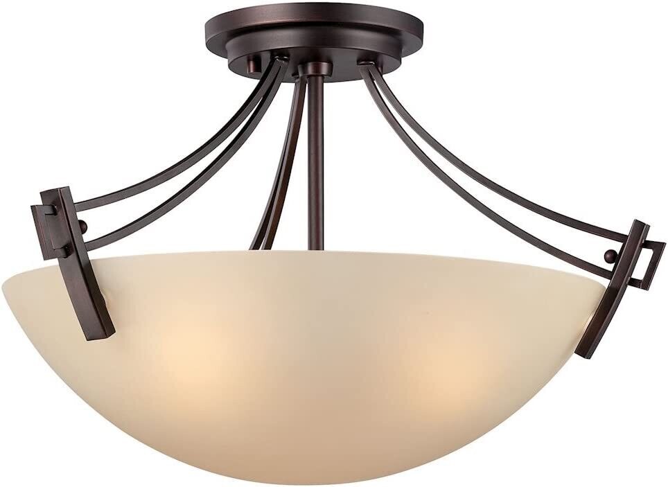 Wright 3-Light Flush mount Espresso Finish Steel and Champagne Glass