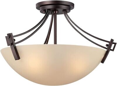 Wright 3-Light Flush mount Espresso Finish Steel and Champagne Glass Wright 3-Light Flush mount Espresso Finish Steel and Champagne Glass