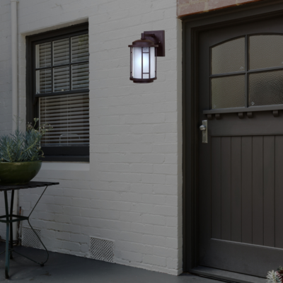 Outdoor Wall Light Bronze with Opal Glass
