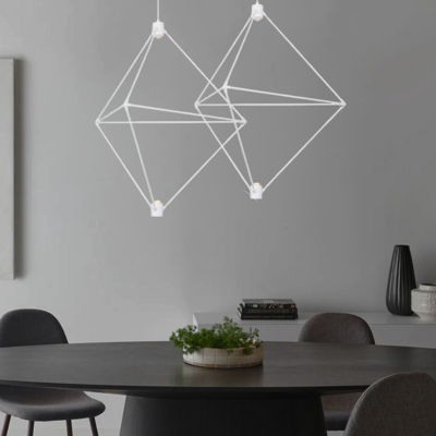Candora Contemporary Geometric LED Chandelier - White