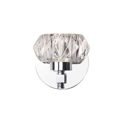 Basin Crystal Cut Glass LED Wall Light Chrome Basin Crystal Cut Glass LED Wall Light Chrome