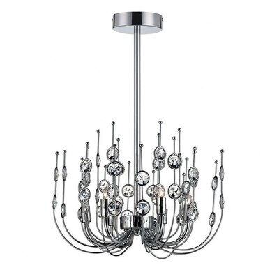 Vice 6-Light Contemporary Chandelier, Polished Chrome with Faceted Crystal Accents Vice 6-Light Contemporary Chandelier, Polished Chrome with Faceted Crystal Accents