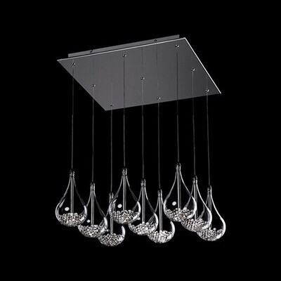 Modern Teardrop Multi Crystal Chandelier. 9-Light Drop Chandelier