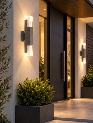 Contemporary Architectural Outdoor 2-Light Wall LED Dark Grey