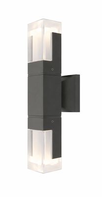 Contemporary Architectural Outdoor 2-Light Wall LED Dark Grey