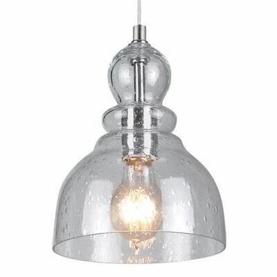 Fiona Indoor 1-Light Mini Pendant Brushed Nickel with Clear Seeded Glass