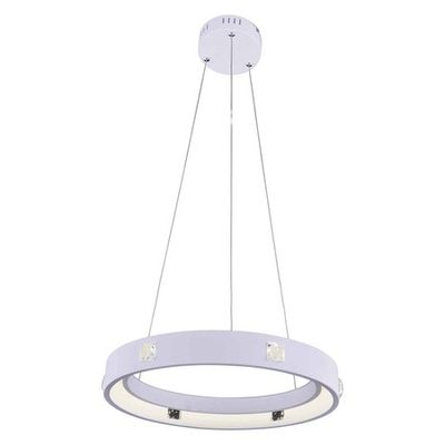 Contemporary Infinity Pendant LED 18 White with Royal Cut Clear Crystal Accents