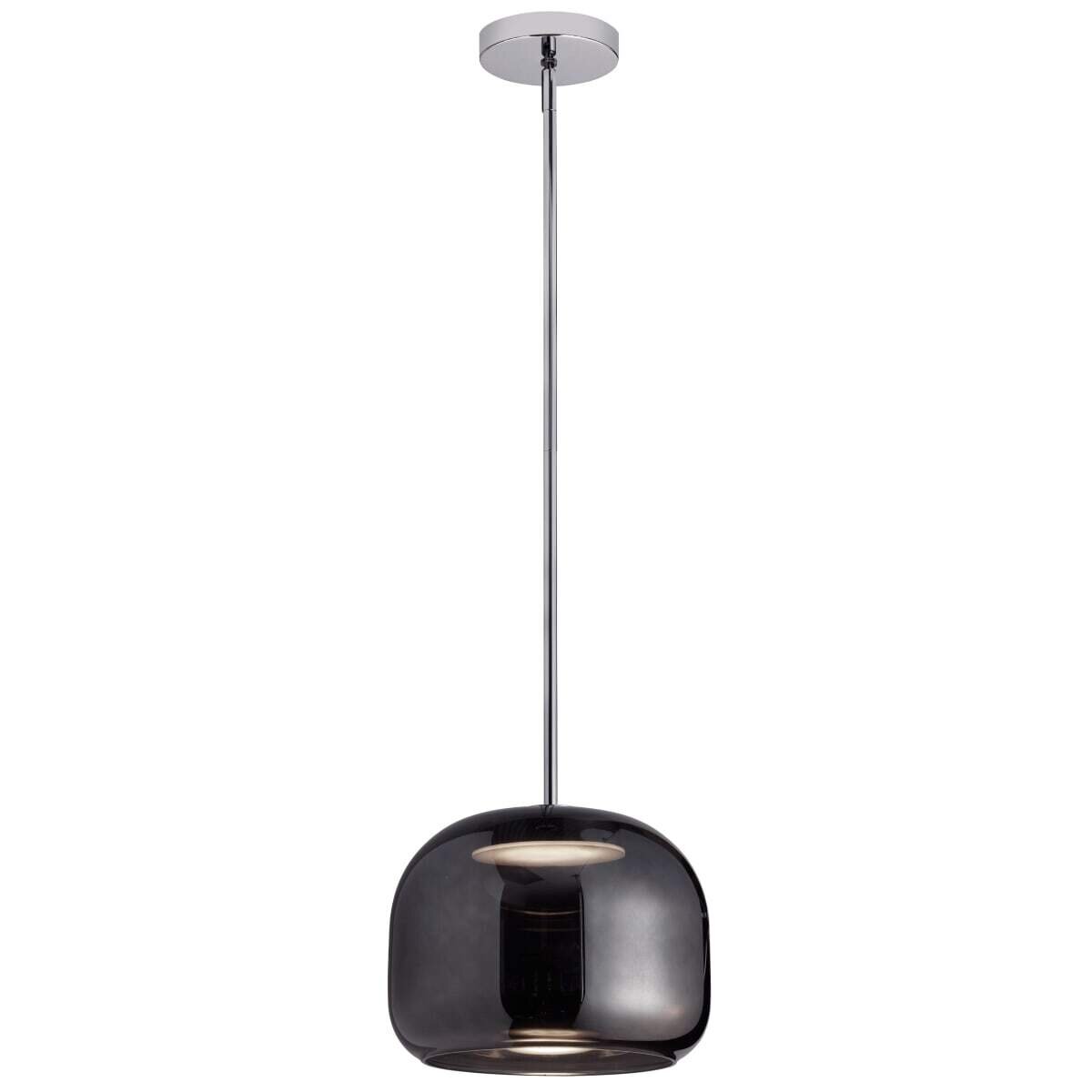 Signature Modern/Contemporary Integrated LED Pendant Polished Chrome and Smoked Glass Shade