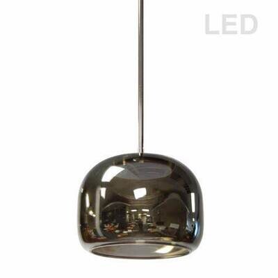 Signature Modern/Contemporary Integrated LED Pendant Polished Chrome and Smoked Glass Shade