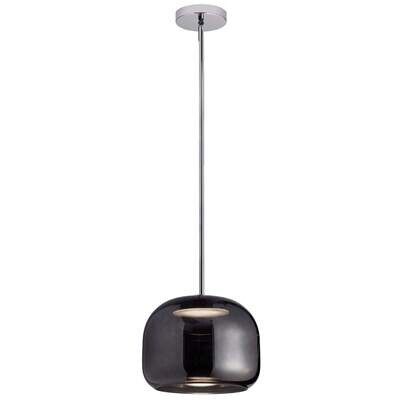 Signature Modern/Contemporary Integrated LED Pendant Polished Chrome and Smoked Glass Shade