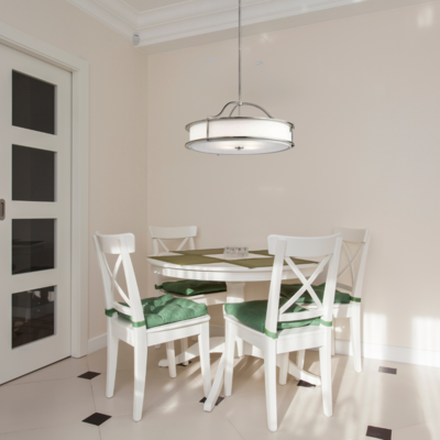 Emory 4-Light Large Pendant/Semi Flush Mount Classic Pewter and Off White